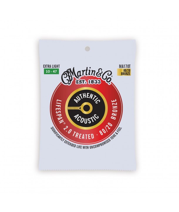 Acoustic strings set Authentic Treated 80/20 Bronze Extra-light 10-47