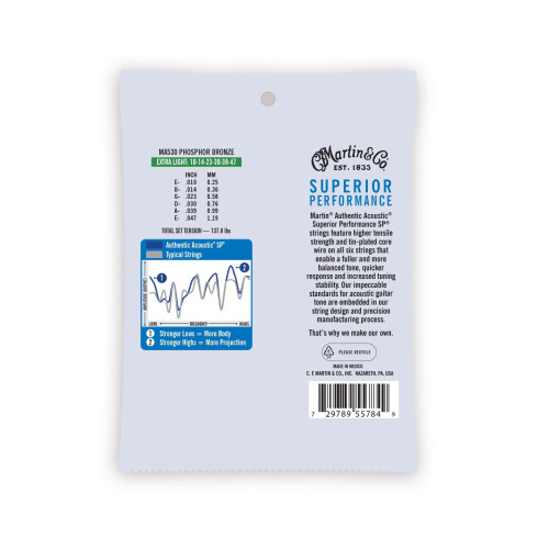 Acoustic strings set Authentic SP 92/8 Phosphor Bronze Extra-light 10-47