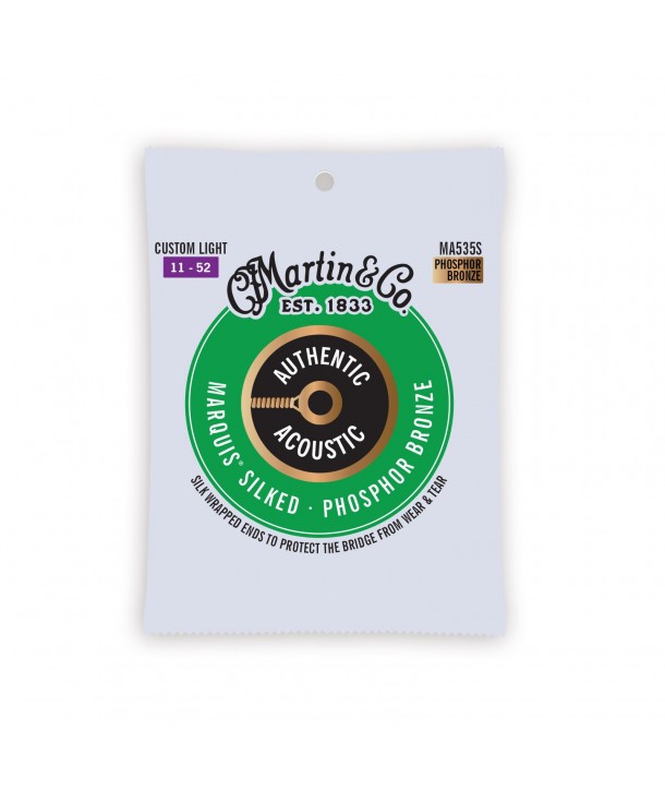 Acoustic Strings set Authentic Silked 92/8 Phosphor bronze custom-light 11-52