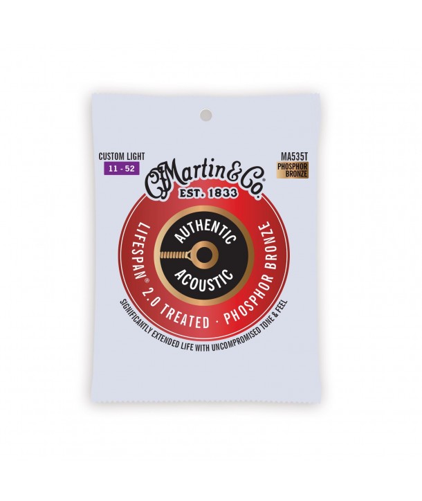 Acoustic strings set Authentic Treated 92/8 phosphor bronze custom-light 11-52
