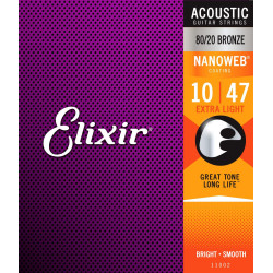 Jeu de cordes Folk Nanoweb Bronze Extra-light 10-47