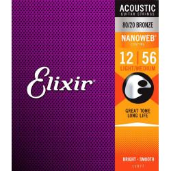 Jeu de cordes Folk Nanoweb Bronze Médium-light 12-56