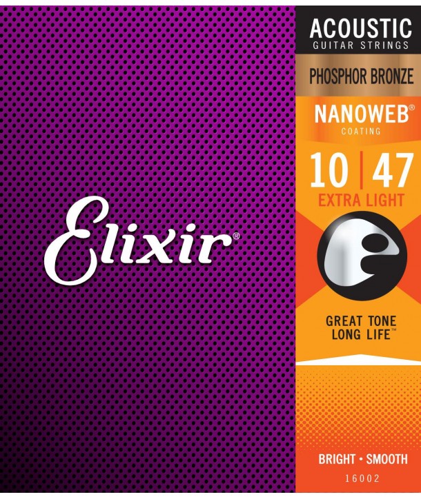 Acoustic strings set Nanoweb Phosphor Bronze Extra-Light 10-47