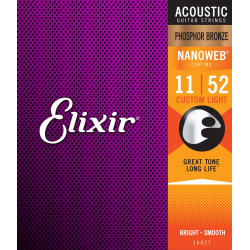 Acoustic strings set Nanoweb Phosphor Bronze Custom-Light 11-52