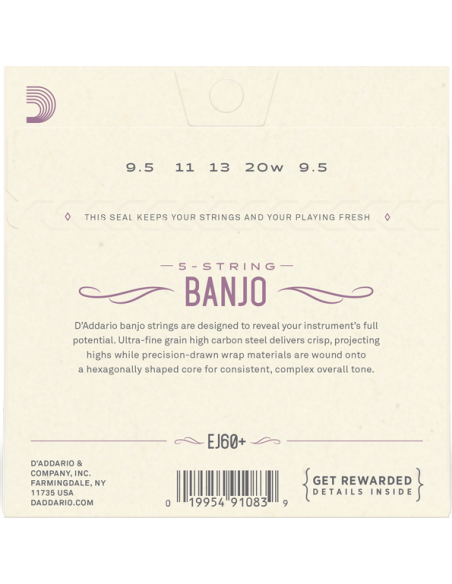 Jeu de cordes pour Banjo Nickel 5 cordes Light Plus 9,5-20