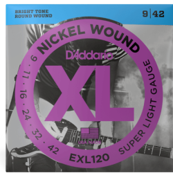 Jeu de Cordes électriques Nickel Wound Super-Light 9-42 filé rond nickel