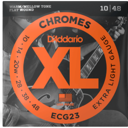 Jeu de cordes électriques Chrome filé plat Jazz extra-light 10-48