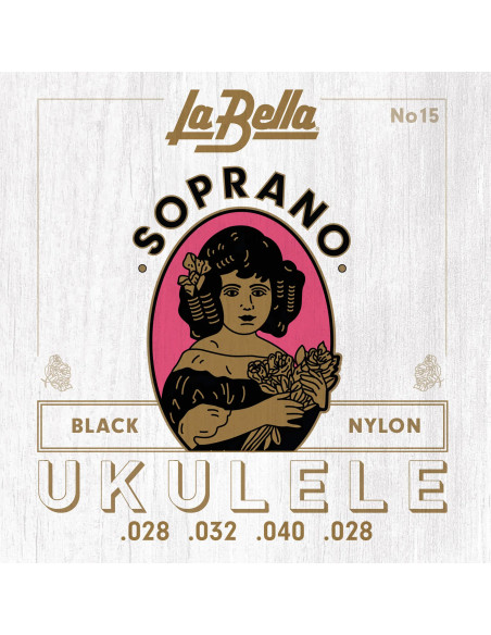 Jeu de 4 cordes Ukulélé Soprano Black Nylon