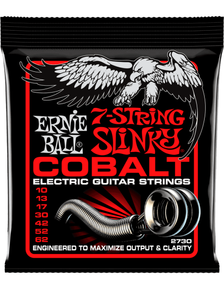 Jeu de 7 cordes électriques Skinny Top Heavy Bottom Cobalt Slinky 10-62