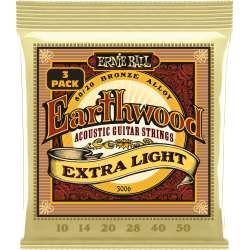 Pack 3 jeux de cordes Folk Earthwood Bronze Extra Light 10-50