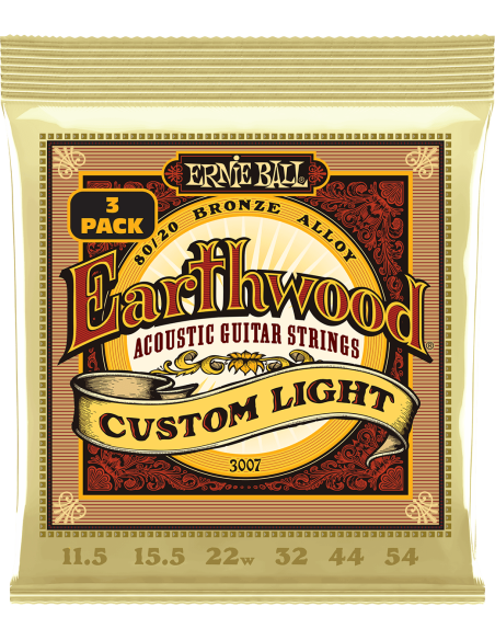 Pack de 3 jeux de cordes Folk Earthwood Bronze Custom Light 11,5-54