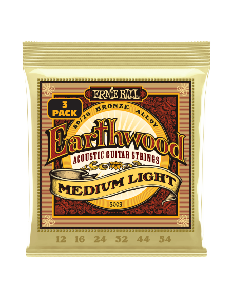 Pack de 3 jeux de cordes Folk Earthwood Bronze Medium Light 12-54