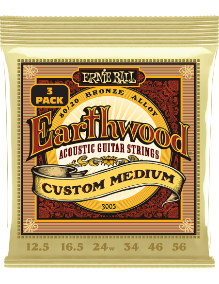 Pack 3 jeux de cordes Folk Earthwood Bronze Custom Medium 12,5-56