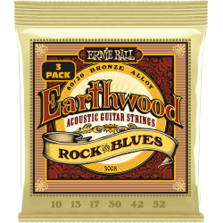Pack 3 jeux de cordes Folk Earthwood Bronze Rock n blues sol non filé 10-52