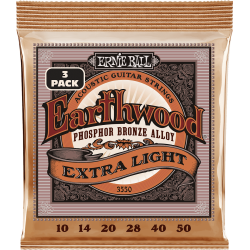 Pack 3 jeux de cordes Folk Earthwood Phosphore Bronze Extra Light 10-50