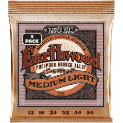 Pack 3 jeux de cordes Folk Earthwood Phosphore Bronze Medium Light 12-54