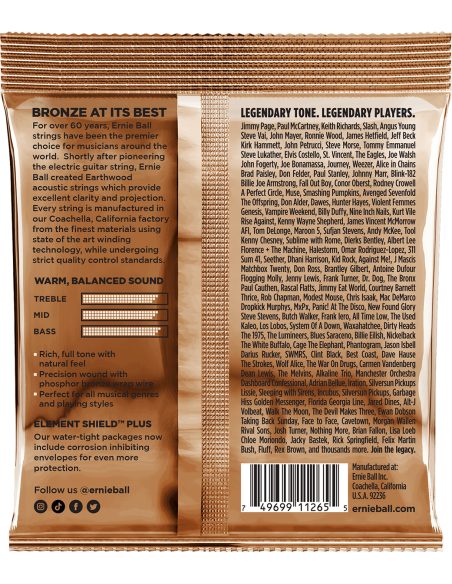 Pack 3 jeux de cordes Folk Earthwood Phosphore Bronze Medium Light 12-54