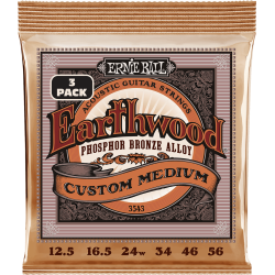 Pack 3 jeux de cordes Folk Earthwood Phosphore Bronze Custom medium 12,5-56