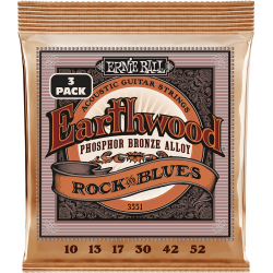 Pack 3 jeux de cordes Folk Earthwood Phosphore Bronze Rock & Blues 10-52