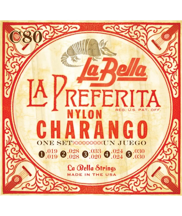 Jeu pour charango, nylon plein, 10 cordes (19/19-28/28-20/33-24/24-30/30)