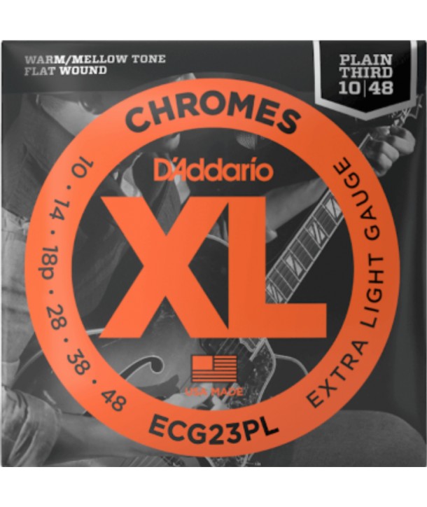Jeu de cordes électriques Chrome filé plat Jazz extra-light 10-48 sol non filé