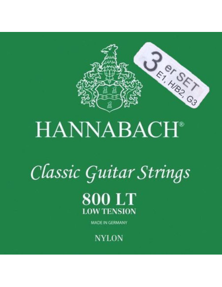 Lot de 3 cordes aigües à l'unité classiques Série 800 tension Low nylon