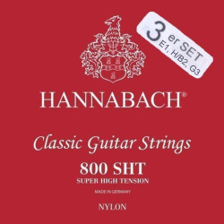Lot de 3 cordes à l'unité classiques Série 800 Tension Super High nylon Treble pack