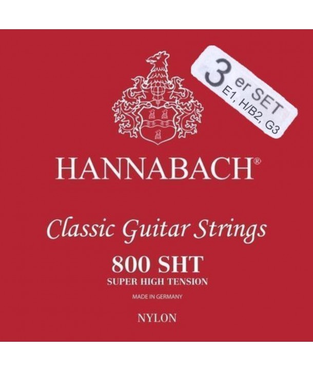 Lot de 3 cordes à l'unité classiques Série 800 Tension Super High nylon Treble pack