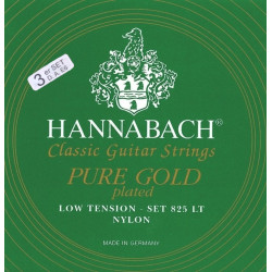Lot de 3 cordes à l'unité classique Série 825 Pure gold tension légère Bass pack