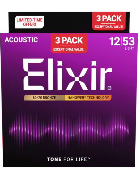 Pack de 3 jeux de cordes Folk Nanoweb Light 12-53 11052