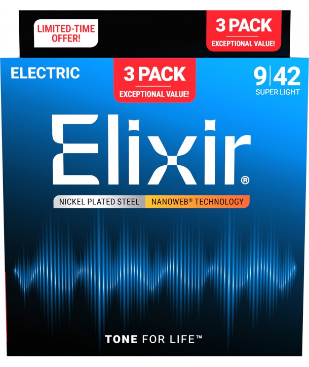 copy of3-Pack Electric strings set Nanoweb Extra-light 9-42