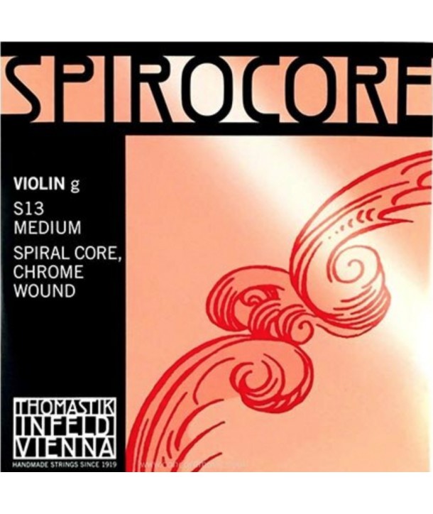 Corde Sol à l'unité pour violon Spirocore tension légère 4/4 filé chrome