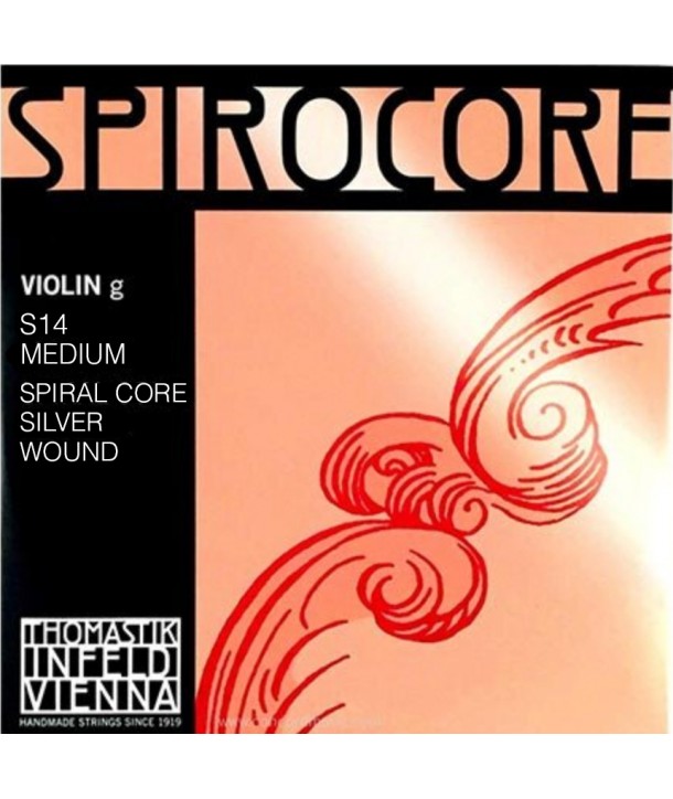 Corde Sol à l'unité pour violon Spirocore tension légère 4/4 filé argent