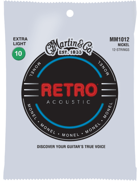 Jeu de 12 cordes folk Monel Retro Extra-light 10-47