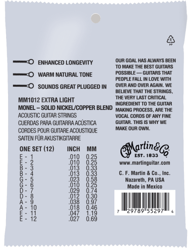 Acoustic 12-strings set Monel Retro Extra-light 10-47
