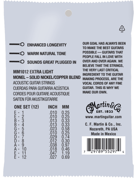 Acoustic 12-strings set Monel Retro Extra-light 10-47