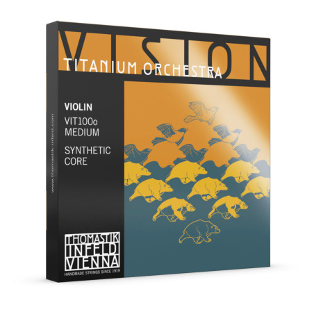 Jeu de cordes pour violon Vision titanium orchestra tension medium 4/4 avec Mi acier chromé