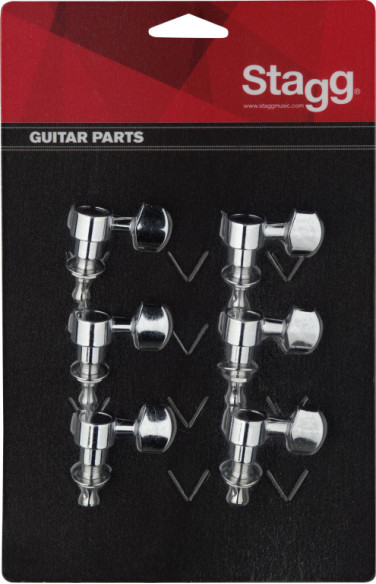 6 Individual Chrome Mini Tuners for Electric or Acoustic Guitar