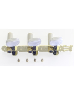 Standard 3+3 Classical Guitar Tuners, Gold with White Buttons
