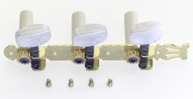Mécaniques standard 3 x 3, pour guitare classique, finition dorée avec boutons blancs