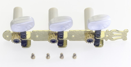 Mécaniques standard 3 x 3, pour guitare classique, finition dorée avec boutons blancs