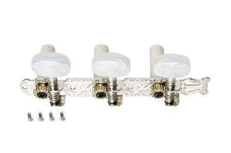 Mécaniques ouvertes 3+3 type classique pour guitare acoustique, chromées