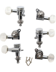 Jeu de 6 mécaniques 4+2 Autobloquantes Chromé bouton Pearl