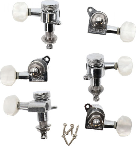 Jeu de 6 mécaniques 4+2 Autobloquantes Chromé bouton Pearl