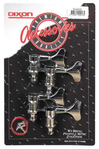 Oil-bath tuning machines for bass guitar, individual, 4 on one side, chrome