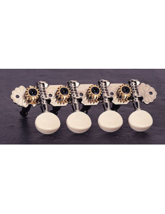 Tuning machine set for mandolin 4+4, chrome, white buttons