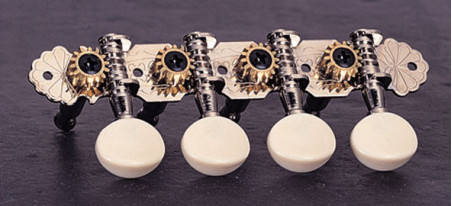 Tuning machine set for mandolin 4+4, chrome, white buttons