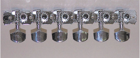Tuning machine set for 12-string folk guitar, chrome