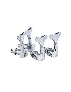 Oil-bath 2+2 individual tuning machine set for bass, 18:1 ratio, chrome