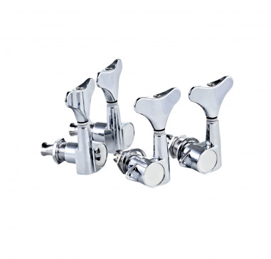 Oil-bath 2+2 individual tuning machine set for bass, 18:1 ratio, chrome